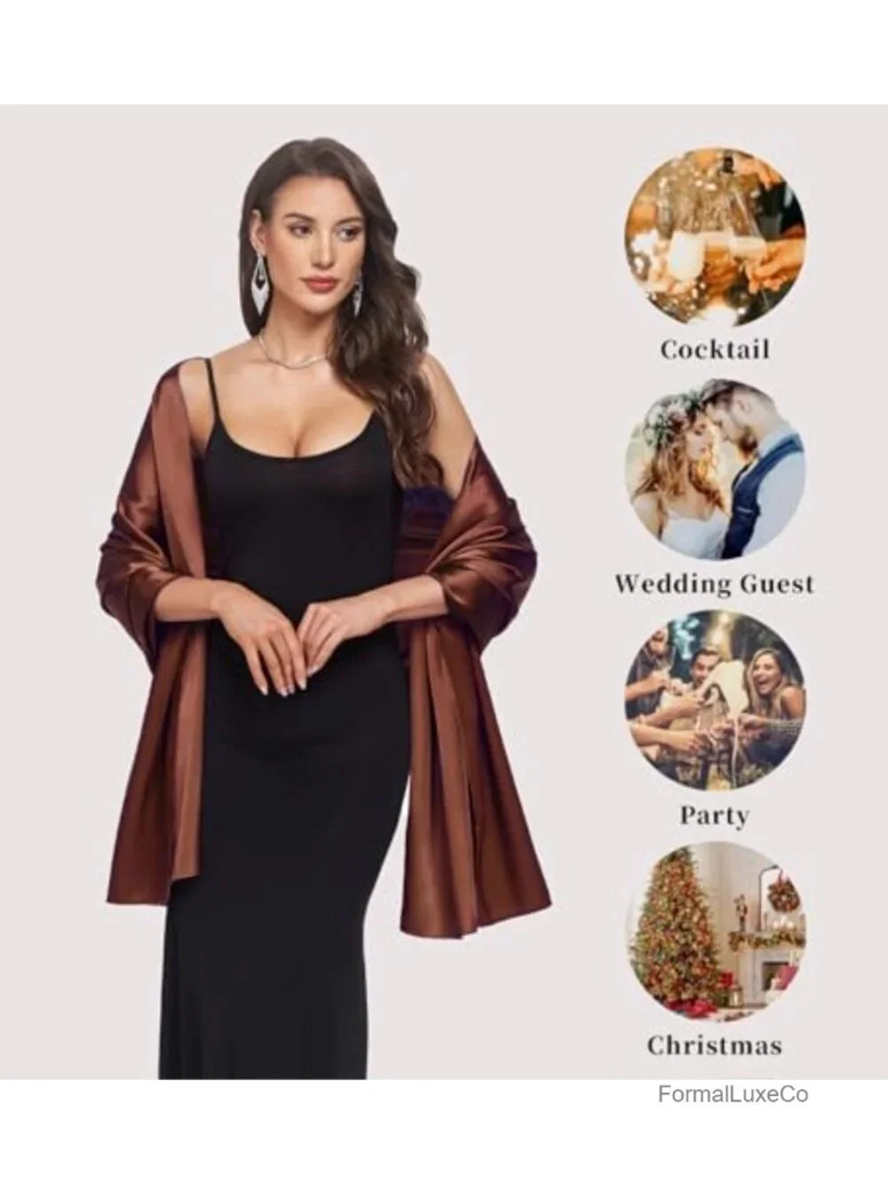 Satin Shawl Wrap for Evening Dresses, Bridal, Formal Occasion